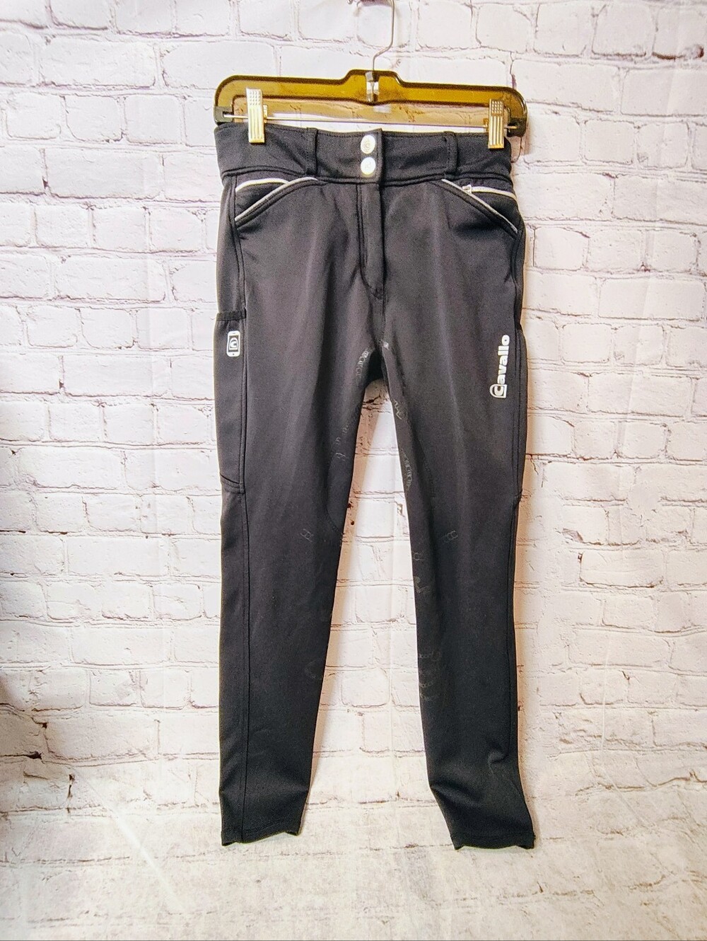 Cavallo Camille Black Grip Breech Nylon Stretch Pants 28 Equestrian